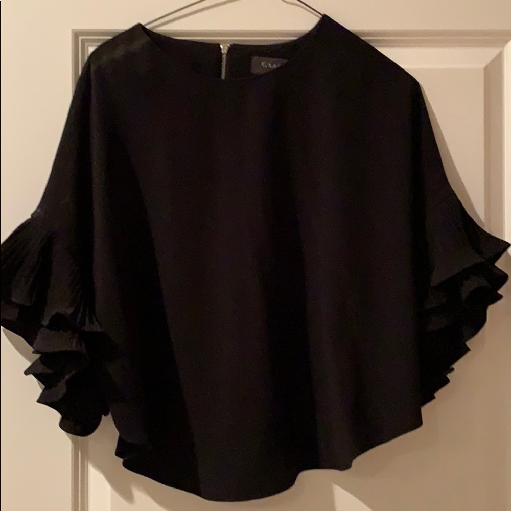 Black bell sleeve dressy top